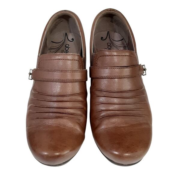 Abeo Rachel Heeled Loafers Brown Genuine Leather Clogs Orthotic Womens 7.5 - Picture 3 of 10